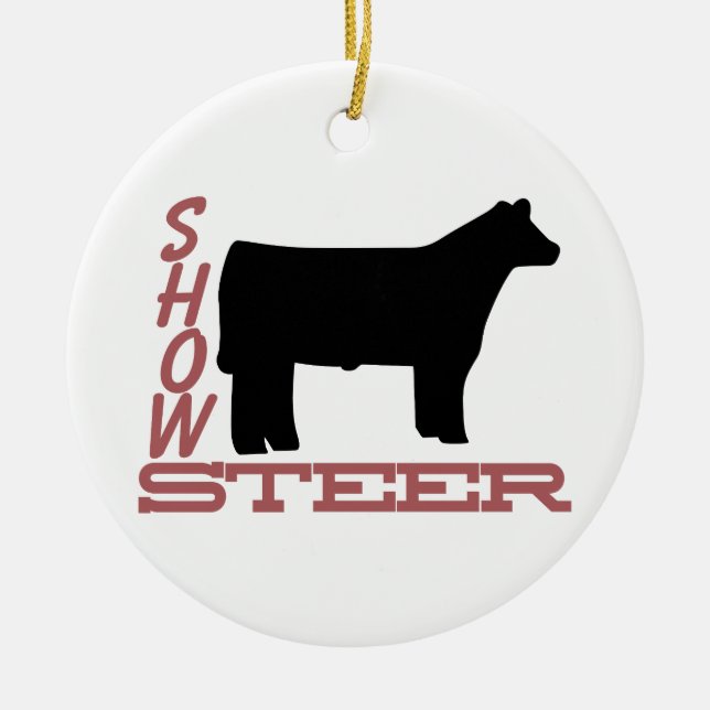 Show Steer Ceramic Ornament (Front)