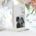 Show-Stopping Photo Wedding Table Number Cards<br><div class="desc">Make your wedding reception unforgettable with these stunning personalized photo wedding number card! Wow your guests with a unique way to display your love story. Simply upload your favorite photo and add your names and wedding date for a touching and elegant centerpiece that doubles as a functional table number. Crafted...</div>