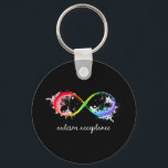 Show support for Autism and its acceptance with th Keychain<br><div class="desc">Show support for Autism and its acceptance with this colorful advocacy t-shirt featuring a rainbow colored infinity symbol and the phrase, "Autism Acceptance". Let's support the Red Instead movement. Give a gift of acceptance and support. Makes a great gift for teachers, caregivers, and family members working with, loving and supporting...</div>