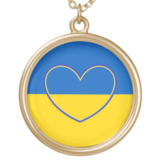 Show Support for Ukraine  Gold Plated Necklace (Front)