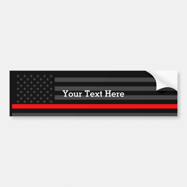 Show The Thin Red Line Personalized Black US Flag Bumper Sticker (Front)