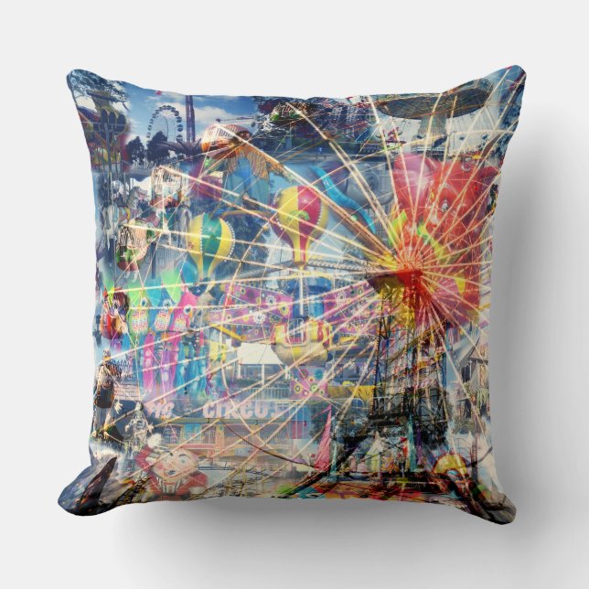 Show Time Decoupage Large Throw Cushion. Pillow (Front)