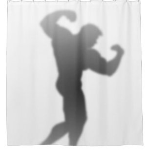 Show Time - Funny Bodybuilder Man Silhouette Shower Curtain