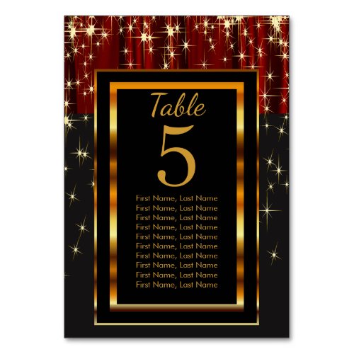Show Time Theater Star Light Design Table Number