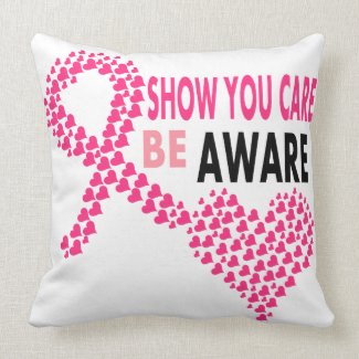 Show You Care Be Aware Breast Cancer Awareness Throw Pillow
