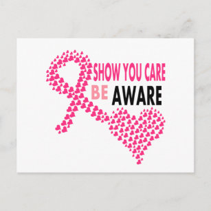 Show You Care Be Aware Breast Cancer Awareness Postcard