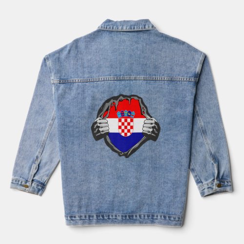 Show your Croatian heart Croatia Hrvatska Premium  Denim Jacket