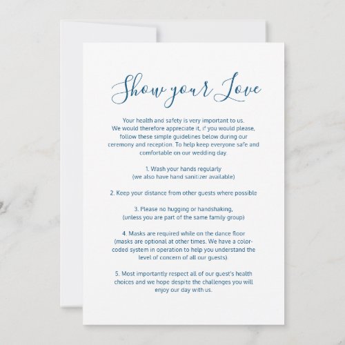 Show your love social distancing wedding navy announcement