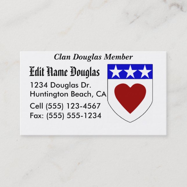 Show your pride! Clan Douglas Business Cards!... Card (Front)