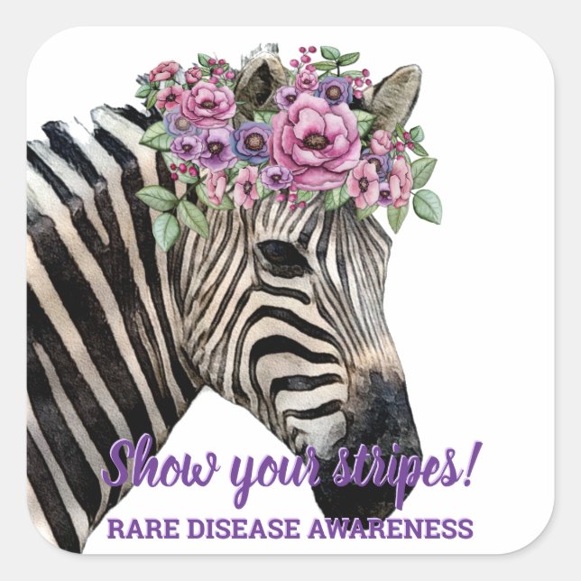 Show Your Stripes Rare Disease Awareness Zebra Squ Square Sticker (Front)