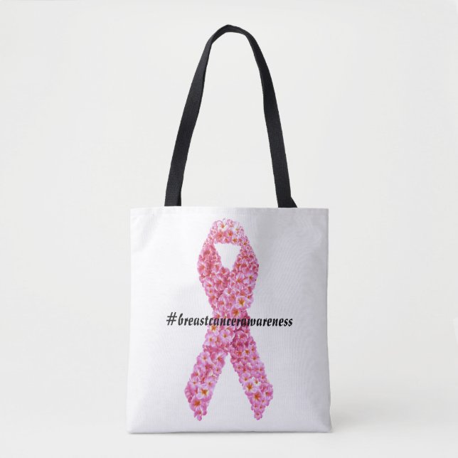 Show Your Support Pink Bow Cancer Awareness Tote Bag (Front)