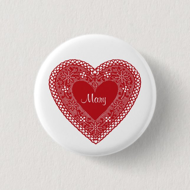 Show Your Valentine Heart Pinback Button (Front)