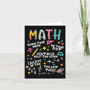 Show Your Work Funny Math Teacher First Day Back T Card