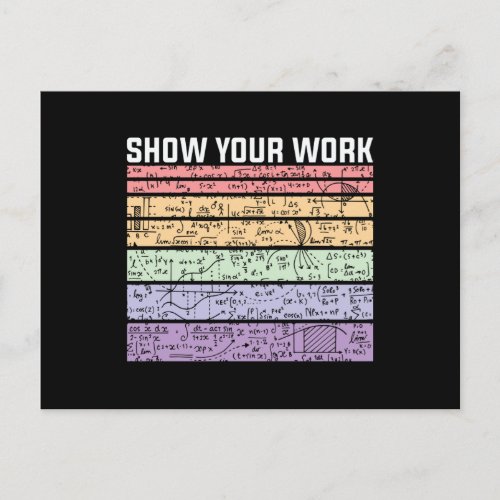 Show Your Work Math Teacher Postcard