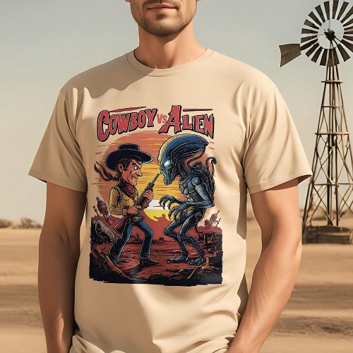 Showdown at Sundown _ Cowboy vs Alien T_Shirt