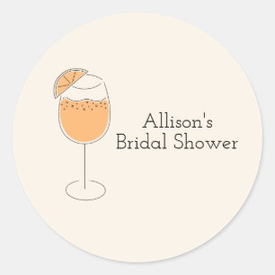 Shower and Spritz Bubbly Cocktail Bridal Shower Classic Round Sticker
