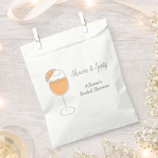 Shower and Spritz Bubbly Cocktail Bridal Shower Favor Bag (Clipped)