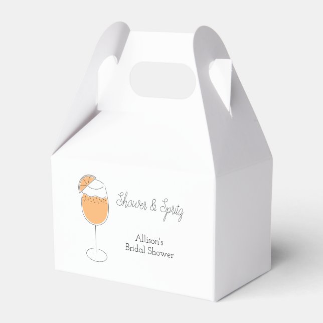 Shower and Spritz Bubbly Cocktail Bridal Shower Favor Boxes (Front Side)
