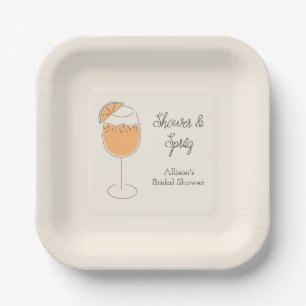 Shower and Spritz Bubbly Cocktail Bridal Shower Paper Plates