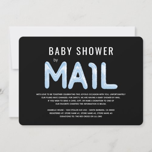 Shower by Mail  Baby Boy Blue on Black Invitation