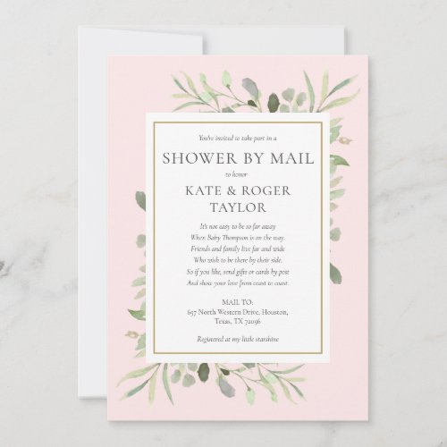 Shower By Mail Baby Shower Pink Greenery  Invitation