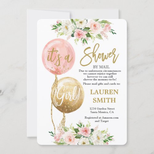Shower by Mail balloon baby shower girl Invitation