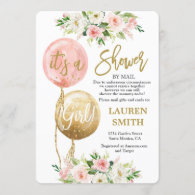 Shower by Mail balloon baby shower girl Invitation