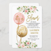 Shower by Mail balloon baby shower girl Invitation (Front/Back)