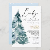 Shower by Mail blue gold boy winter baby shower Invitation