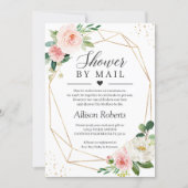 Shower By Mail Blush Pink Floral Gold Geometric Invitation (Front)