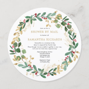 Shower by mail Christmas wreath baby shower Invitation