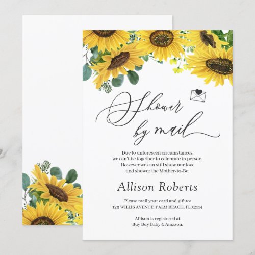 Shower By Mail Elegant Chic Sunflower Eucalyptus Invitation
