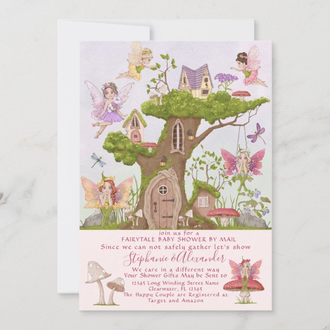 Shower by Mail Fairy Watercolor Illustrations Invitation (Front)