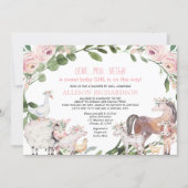 Shower by mail Farm Barnyard animals baby girl Invitation (Front)