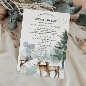 Shower By Mail Forest Boy Country Deer Baby Shower Invitation by MaggieMart at Zazzle