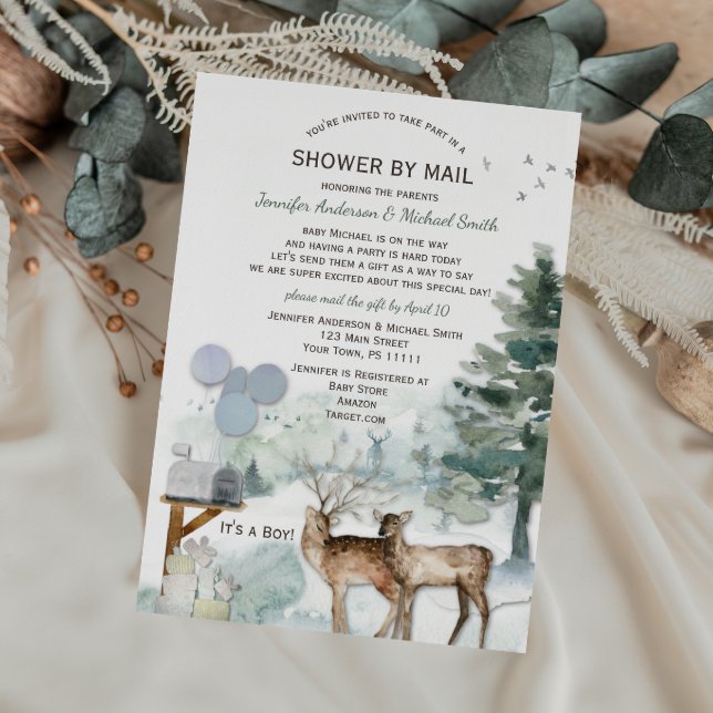 Shower by Mail Forest Boy Country Deer Baby Shower Invitation