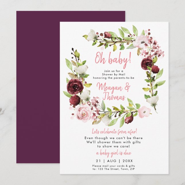 shower by mail from afar baby shower invitation (Front/Back)