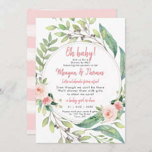shower by mail from afar pink baby shower invitation