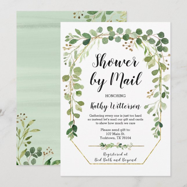 Shower by Mail Greenery Baby Shower Invitation (Front/Back)