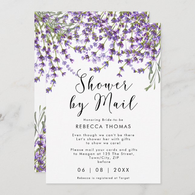shower by mail lavender bridal shower invitation (Front/Back)