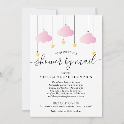 Shower By Mail Long Distance Baby Girl Pink Invitation