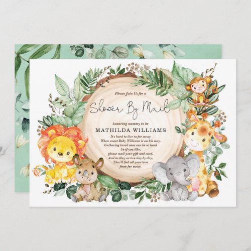 Shower By Mail Long Distance Greenery Baby Safari Invitation