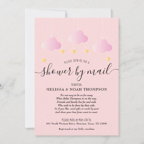 Shower By Mail Long Distance Pink Baby Girl Invitation