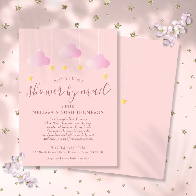 Shower By Mail Long Distance Pink Baby Girl Invitation (Shower By Mail Long Distance Pink Baby Girl Invitation)