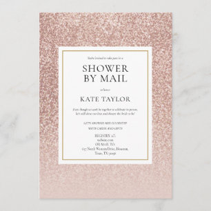 Shower By Mail Long Distance Rose Gold Glitter Invitation