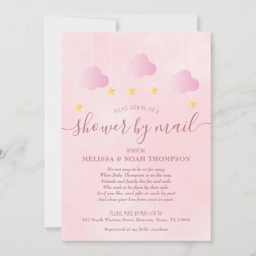 Shower By Mail Long Distance Soft Pink Baby Girl Invitation