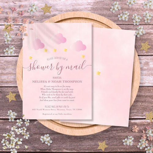 Shower By Mail Long Distance Soft Pink Baby Girl Invitation