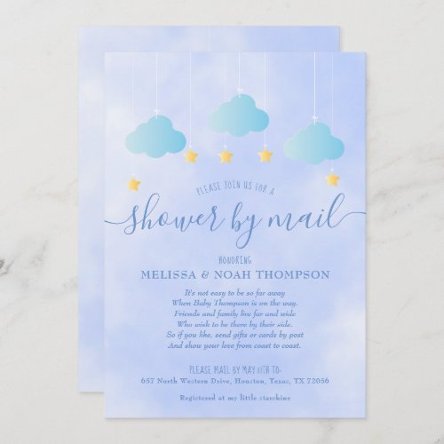 Shower By Mail Long Distance Sprinkle Baby Boy Invitation