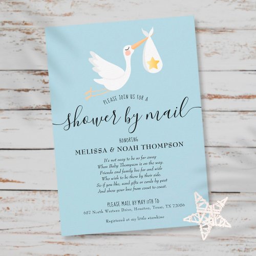 Shower By Mail Long Distance Sprinkle Blue Invitation