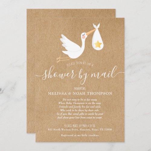 Shower By Mail Long Distance Sprinkle Rustic Invitation